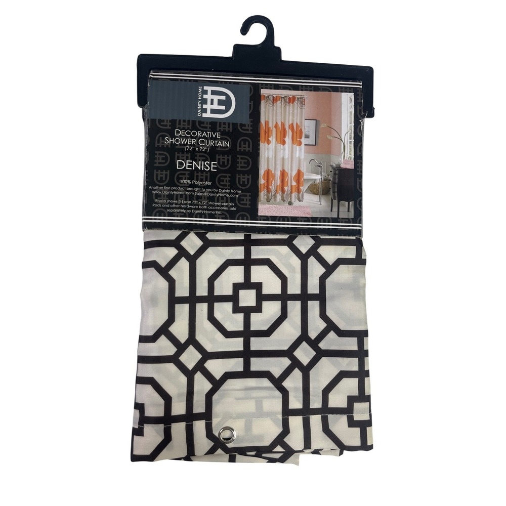 Dainty Home Denise Shower Curtain 72x72 Black White Geometric Trellis Modern
